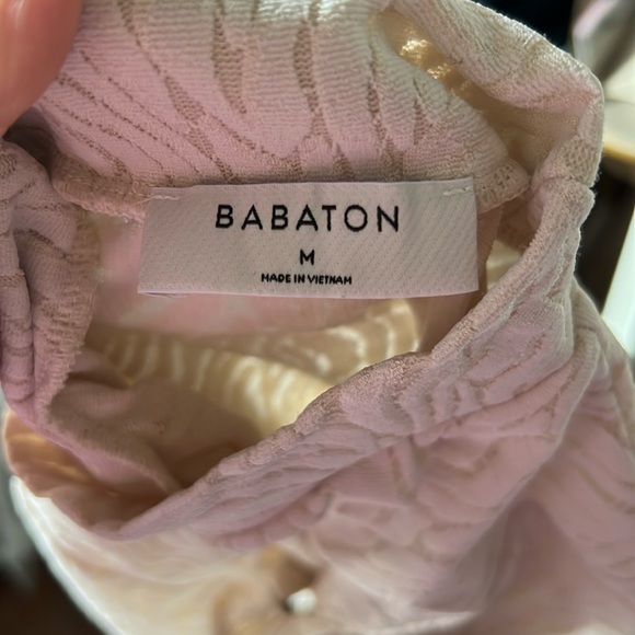 Aritzia Babaton Shapelace Mockneck Long Sleeve Cream Cropped Blouse - Picture 13 of 13